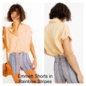 Madewell Emmett Shorts in Rainbow Stripes NWT
